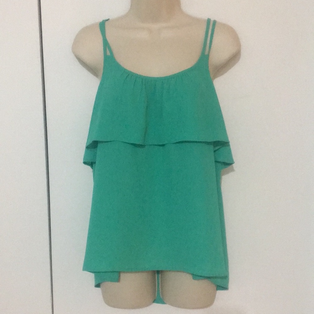 Strappy loose ruffle tier tunic cami